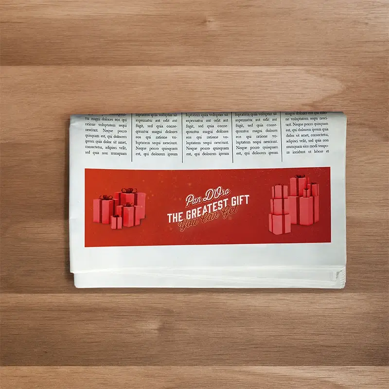 Pan D'Oro advertisement on journal