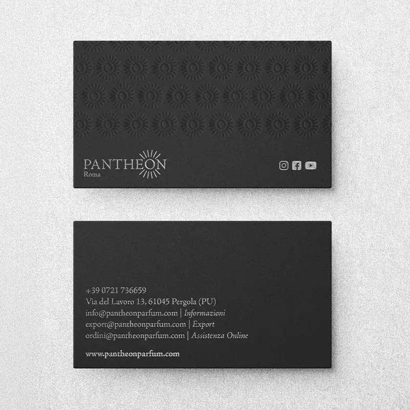 Pantheon Roma business card with logo