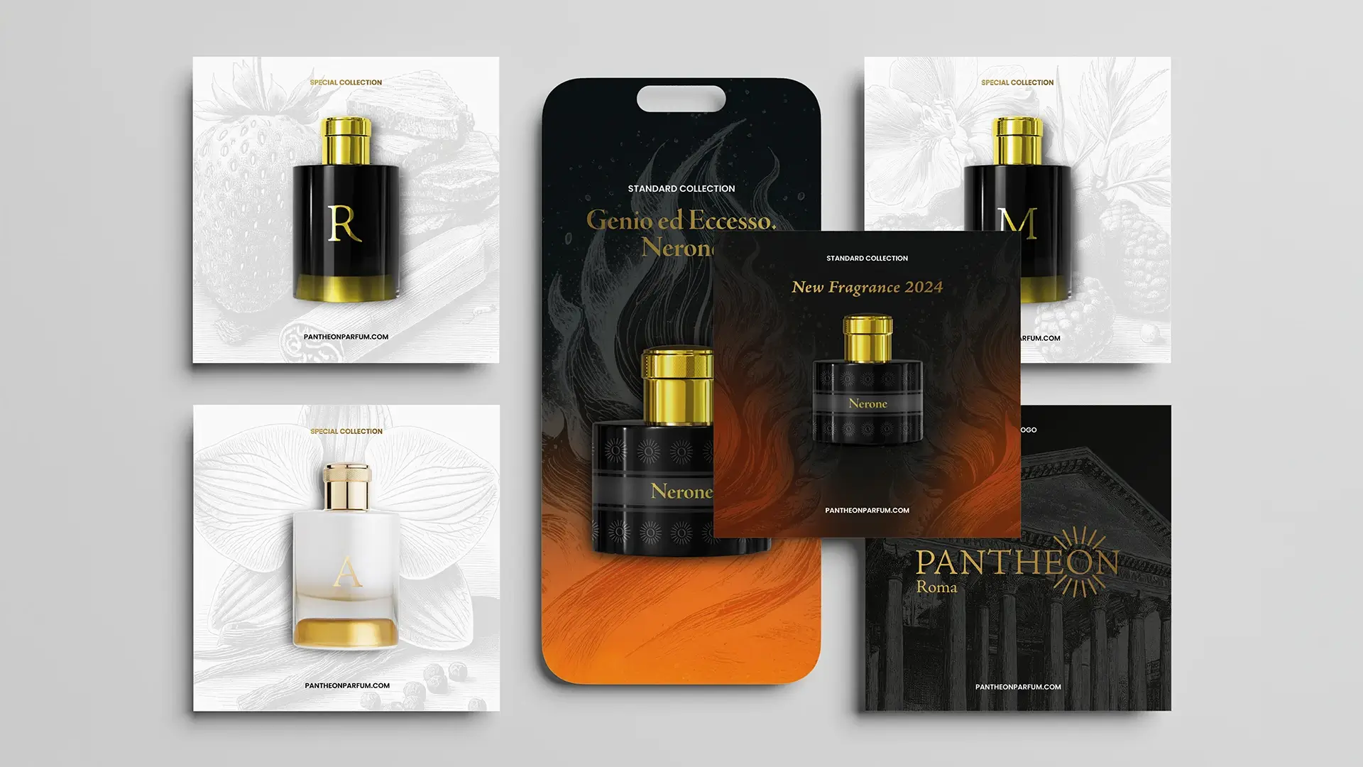 Pantheon Roma social media posts mockup